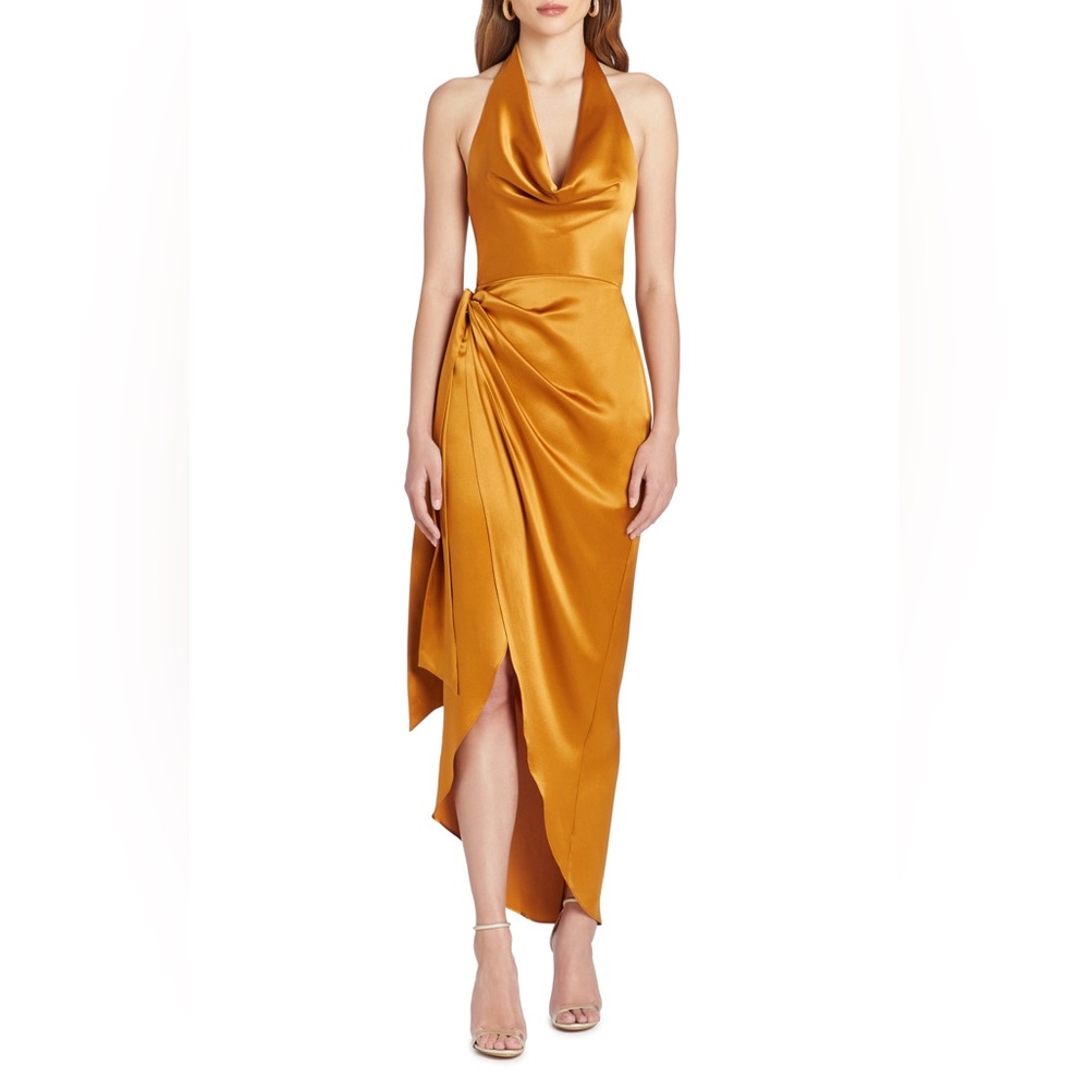 Amanda Uprichard Silk Martine Silk Gown in Bronze